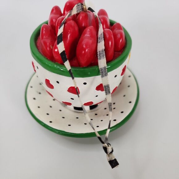 MARY ENGELBREIT Kurt Adler Christmas Collection Ornament Tea Cup of Hearts - Picture 6 of 8